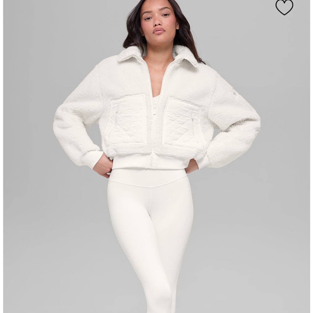 Alo Sherpa Edge bomber jacket white
